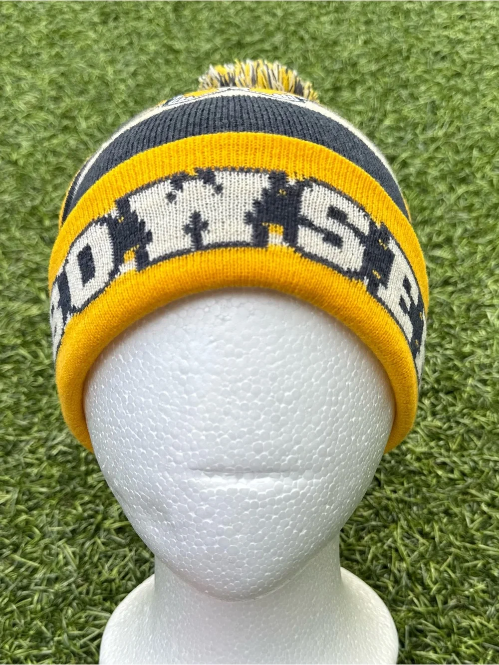 Nintendo Super Mario Bowser Beanie Hat Striped Pom Pom Winter Knit Cap One Size